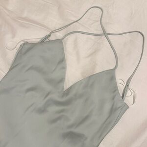 Babaton Elegant Spaghetti Strap Satin Dress in Light teal